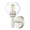 Z-Lite Sutton Wall Sconce, 1-Light, 6 In.W x 7 In.L x 10.25 In.H, Brushed Nickel/Clear 7502-1S-BN - alternate 3